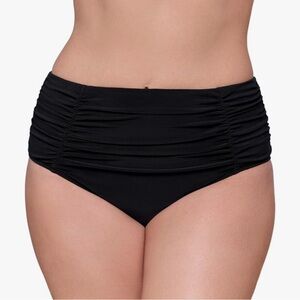 Aqua Green Women's Shirred Classic High Rise Swim Bottom Brief Size XL NWT